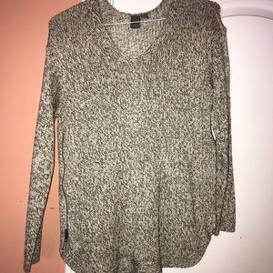 Knitted black and white zip up sweater